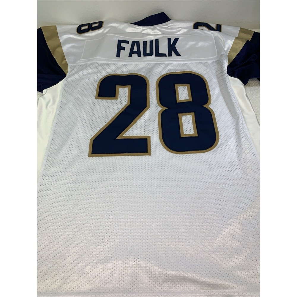 Reebok Marshall Faulk #28 St Louis Rams NFL Jersey White 52 Men's Authentic - Picture 8 of 11